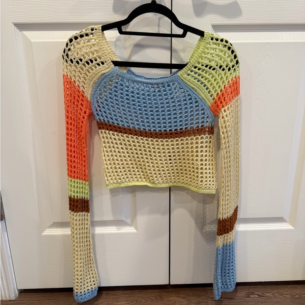 Urban Outfitters Blue and Green Crochet Top
